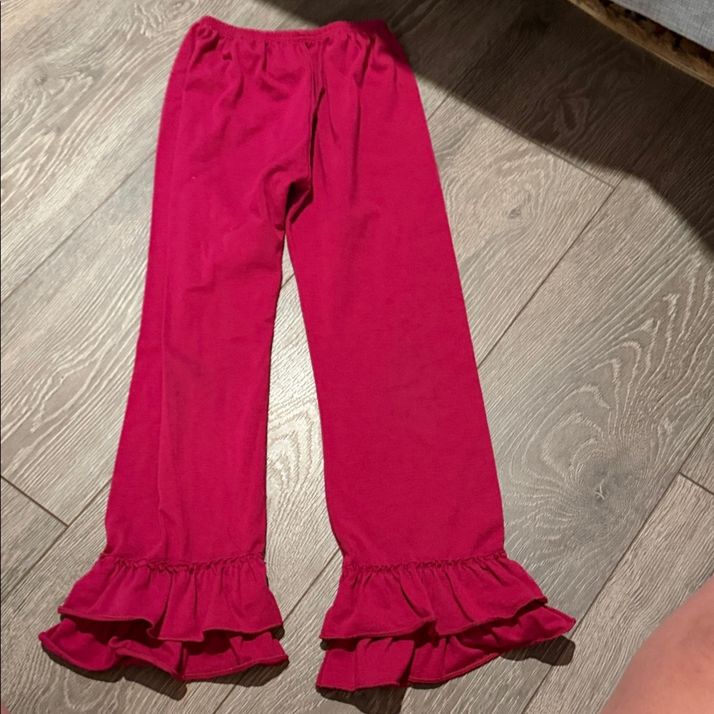 Girls Raspberry Pink Ruffle Hem Cute Pants elastic waist 8/9 (4XL)